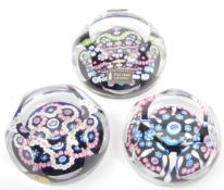 TRIO OF WHITEFRIARS GLASS MILLEFIORI JUBILEE PAPERWEIGHTS