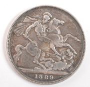 QUEEN ELIZABETH 1889 925 SILVER CROWN COIN