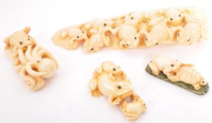 ASSORTMENT 20TH CENTURY JAPANESE RESIN FAUX IVORY NETSUKE