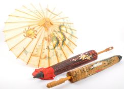 THREE VINTAGE EDWARDIAN STYLE JAPANESE PAPER PARASOLS