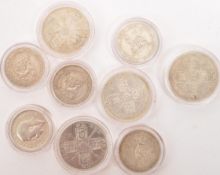 COLLECTION OF GEORVE V 925 SILVER COINS - HALF CROWNS & SHILLINGS