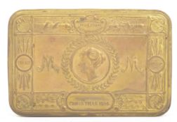 WWI CHRISTMAS 1914 QUEEN MARY TRENCH CIGARETTE GIFT TIN
