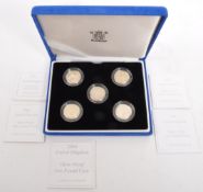 FIVE ROYAL MINT SILVER ONE POUND COINS - WITH CERTIFICATES