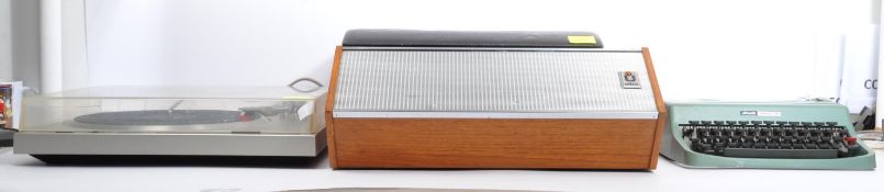 TWO VINTAGE RECORD DECKS - PIONEER & ULTRA & A TYPEWRITER