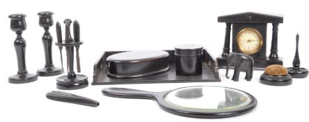 20TH CENTURY EBONISED DRESSING TABLE SET