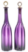 PAIR OF 19TH CENTURY AMETHYST GLASS DECANTERS