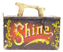 A 1930S REPRODUCTION PINEWOOD CARNIVAL SHOE SHINE BOX