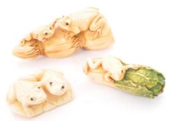 ASSORTMENT OF 20TH CENTURY JAPANESE FAUX IVORY NETSUKES