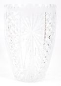A LARGE VINTAGE CUT GLASS & FACETED LEAD CRYSTAL CENTREPIECE VASE