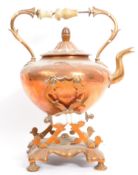 A 19TH CENTURY VICTORIAN COPPER SPIRIT KETTLE