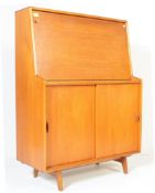 A RETRO VINTAGE TEAK WOOD FALL FRONT WRITING DESK BUREAU