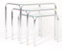 RETRO VINTAGE MID CENTURY CHROME & GLASS NESTING TABLES