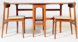 A RETRO VINTAGE DROP LEAF TEAK WOOD DINING TABLE & CHAIRS