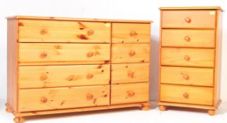 TWO 20TH CENTURY COUNTRY PINE CHESTS OF DRAWERS
