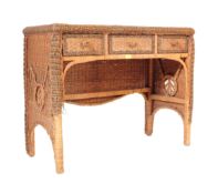 A RETRO VINTAGE WICKER RATTAN WRITING CONSERVATORY DESK