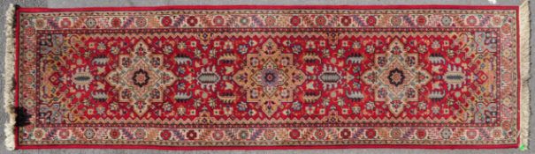 20TH CENTURY PERSIAN RUNNER RUG W RED GROUND