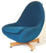 MID CENTURY 20TH CENTURY TURQUOISE BEECH SWIVEL EGG CHAIR