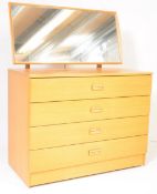 A RETRO VINTAGE BEECH WOOD DRESSING TABLE WITH MIRROR