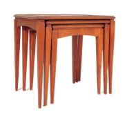 A RETRO VINTAGE TEAK WOOD GRADUATING NEST OF TABLES