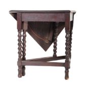 19TH CENTURY JACOBEAN REVIVAL EBONISED OAK HANKERCHEIF TABLE