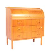 A RETRO MID 20TH CENTURY TEAK VENEERED ROLL TOP DESK