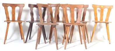 A COLLECTION OF SEVEN RETRO VINTAGE TEAK KITCHEN BISTRO CHAIRS