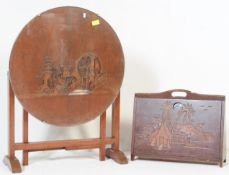 20TH CENTURY CHINESE HARDWOOD COFFEE TABLE & MAGAZINE RACK