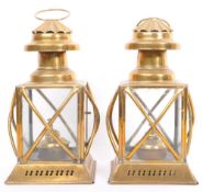 PAIR OF 19TH CENTURY ARTS & CRAFTS BRASS OIL LANTERNS LIGHTS