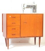 RETRO VINTAGE MID 20TH CENTURY TEAK SINGER SEWING CABINET