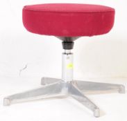 A VINTAGE RETRO ALUMINIUM SWIVEL FOOT STOOL OTTOMAN