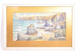 20TH CENTURY DOUGLAS PINDER WATERCOLOUR SEASCAPE