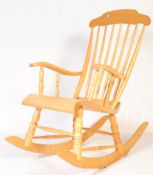 20TH CENTURY BEECH WINDSOR STYLE ROCKING CHAIR ARMCHAIR