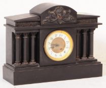 19H CENTURY VICTORIAN SLATE & MARBLE EIGHT DAY MANTEL CLOCK