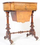 19TH CENTURY WALNUT INLAID SEWING TABLE