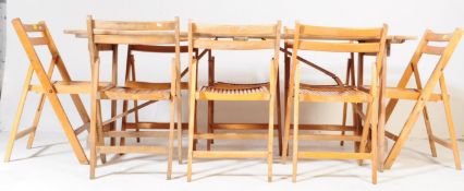 A 20TH CENTURY REFECTORY TABLE AND EIGHT FOLDING CHAIRS