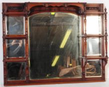 AN EARLY 20TH CENTURY VICTORIAN MAHOGANY WALL SHELF MIRROR
