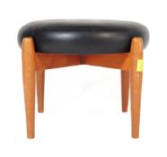 SHERBORNE - MID CENTURY TEAK AND LEATHER STOOL