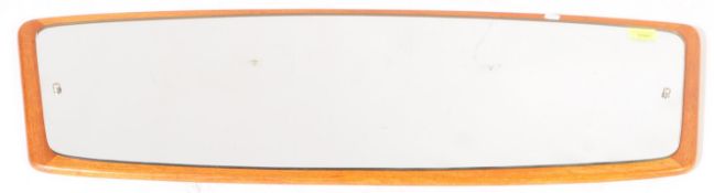 A LARGE VINTAGE RETRO HORIZONTAL TEAK WALL MIRROR