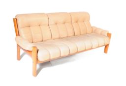 A RETRO VINTAGE MID 20TH CENTURY DANISH THREE SEATER SOFA