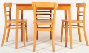RETRO VINTAGE TEAK FRAMED KITCHEN TABLE T/W FOUR CHAIRS