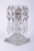 NINETEENTH CENTURY CUT GLASS LUSTRE WITH HANGING PENDANTS