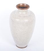 MIDCENTURY JAPANESE WHITE CLOISONNE FISHSCALE PATTERN VASE