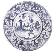 19TH CENTURY ITALIAN MANGANESE MAJOLICA CHARGER PLATE