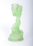 ART DECO C1930S GLASS FEMALE FORM CANDLESTICK HOLDER