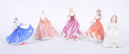 FIVE 20TH CENTURY ROYAL DOULTON/ COALPORT FIGURINES