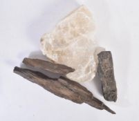 NATURAL HISTORY - FOSSILISED WOOD & LARGE FRAGMENT OF GYPSUM