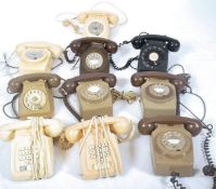 COLLECTION OF TEN VINTAGE 1970S ROTARY DIAL GPO TELEPHONES