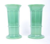 DAVIDSON - TWO VINTAGE C1930S DAVIDSON JADE GREEN VASE