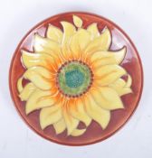 MOORCROFT - VINTAGE 20TH CENTURY TRINKET DISH WITH SUNFLOWER
