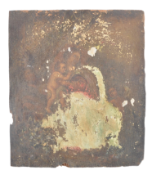 MEDIEVAL ECCLESIASTICAL PAINTING OF MADONNA AND CHILD